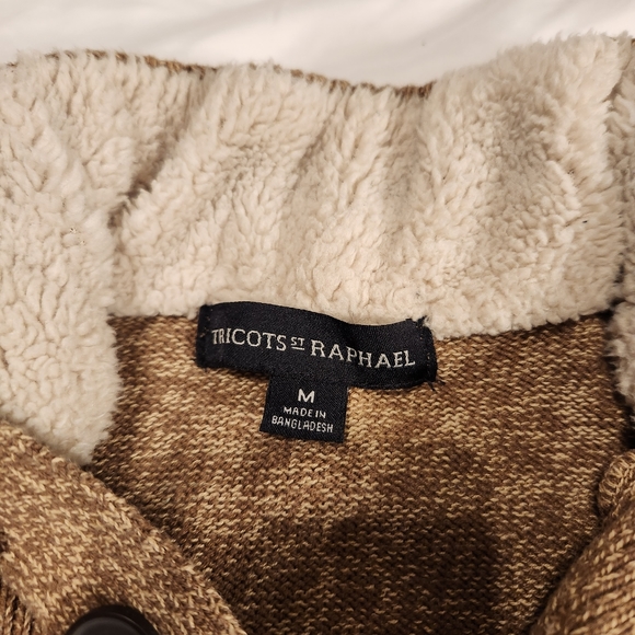 Tricots St Raphael Sweater Sherpa Collar Button Mens - Picture 3 of 9